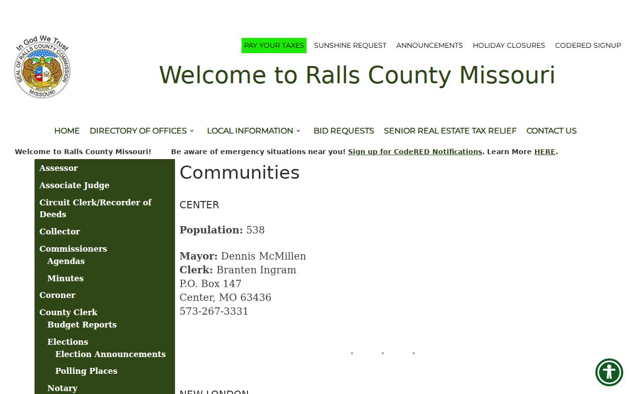 Ralls County court docket community list and city court records routes